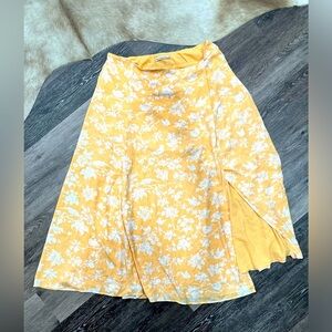 Abercrombie & Fitch Womens Floral Bird Wrap Maxi Skirt Yellow XL